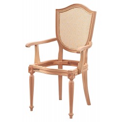 Masifart Kwint Hasırlı Kupa Tornalı Kollu Sandalye Cilasız Ham