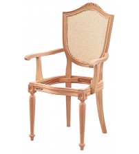 Masifart Naptun Hasırlı Kupa Oymalı Tornalı Kollu Sandalye Cilasız Ham