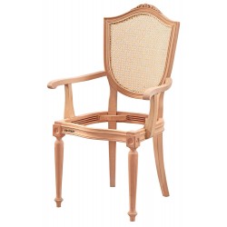 Masifart Naptun Hasırlı Kupa Oymalı Tornalı Kollu Sandalye Cilasız Ham