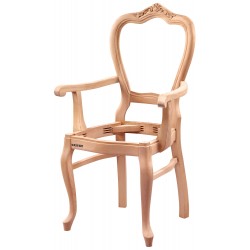 Masifart Venecia Klasik Oymalı Kollu Sandalye Cilasız Ham