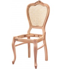 Masifart Alldona Hasırlı Klasik Oymalı Sandalye Cilasız Ham