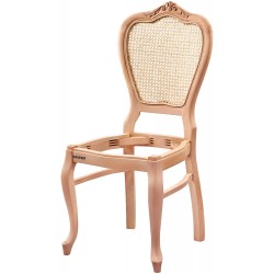 Masifart Alldona Hasırlı Klasik Oymalı Sandalye Cilasız Ham