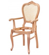 Masifart Aralia Hasırlı Klasik Oymalı Kollu Sandalye Cilasız Ham