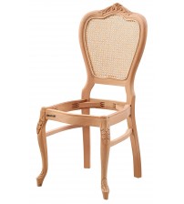 Masifart Dirca Hasırlı Ayak Oymalı Sandalye Cilasız Ham