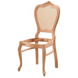 Masifart Dirca Hasırlı Ayak Oymalı Sandalye Cilasız Ham