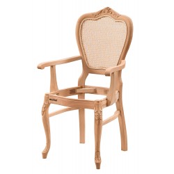 Masifart Flavus Hasırlı Ayak Oymalı Kollu Sandalye Cilasız Ham