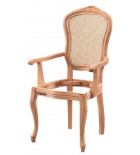 Masifart Lamaor Hasırlı İtalyan Oymalı Kollu Sandalye Cilasız Ham