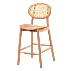 Masifart Damina Hasırlı Miami Bar Sandalyesi Cilasız Ham