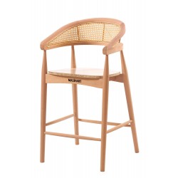 Masifart Gratus Hasırlı Gazel Bar Sandalyesi Cilasız Ham