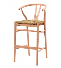 Masifart Luzy Hasırlı Danish Bar Sandalyesi Cilasız Ham