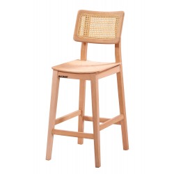 Masifart Azolla Hasırlı Zion Bar Sandalyesi Cilasız Ham