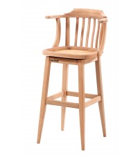 Masifart Faxon Dönerli Bar Sandalyesi Cilasız Ham