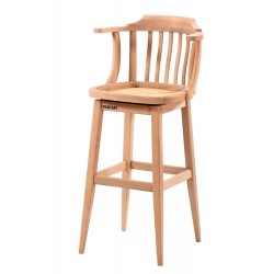 Masifart Faxon Dönerli Bar Sandalyesi Cilasız Ham