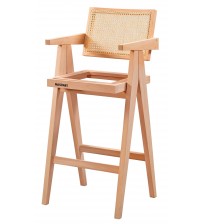 Masifart Lupus Hasırlı Luna Bar Sandalyesi Cilasız Ham