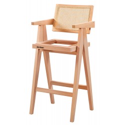 Masifart Lupus Hasırlı Luna Bar Sandalyesi Cilasız Ham