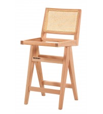 Masifart Paciano Hasırlı Luna Kolsuz Bar Sandalyesi Cilasız Ham