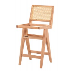 Masifart Paciano Hasırlı Luna Kolsuz Bar Sandalyesi Cilasız Ham