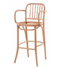 Masifart Feline Çıtalı Kollu Döşemeli Petek Bar Sandalyesi Cilasız Ham