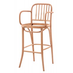 Masifart Feline Çıtalı Kollu Döşemeli Petek Bar Sandalyesi Cilasız Ham