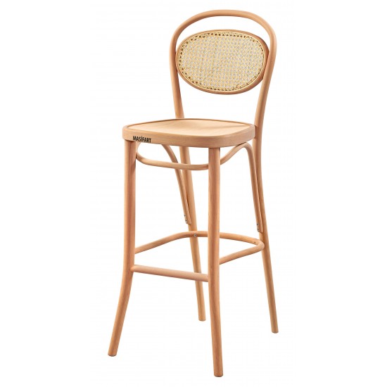 Masifart Korban Hasırlı Güneş Bar Sandalyesi Cilasız Ham