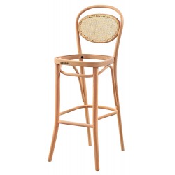 Masifart Makilian Hasırlı Güneş Döşemeli Bar Sandalyesi Cilasız Ham