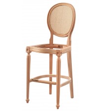 Masifart Alidia Hasırlı Tornalı Bar Sandalyesi Cilasız Ham