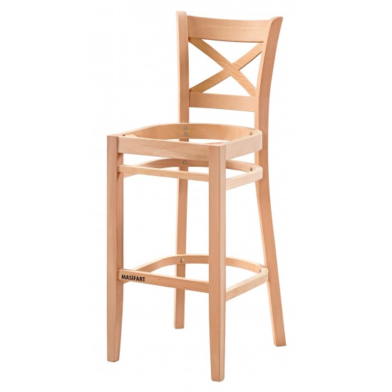 Masifart Rence Lüks Çarpı Bar Sandalyesi Cilasız Ham