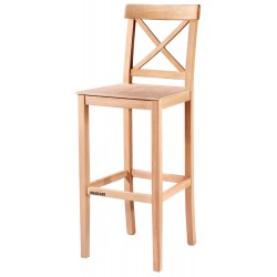 Masifart Sueca Çapraz Izgaralı Bar Sandalyesi Cilasız Ham