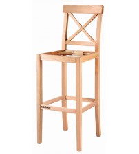 Masifart Frater Çapraz Döşemeli Bar Sandalyesi Cilasız Ham