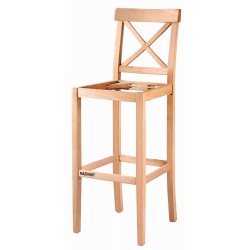 Masifart Frater Çapraz Döşemeli Bar Sandalyesi Cilasız Ham