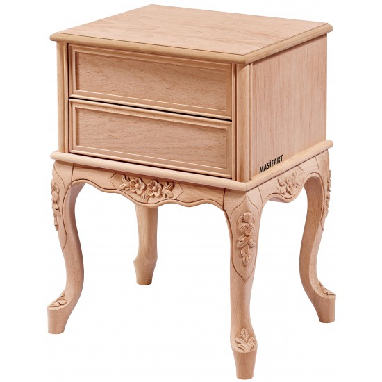 Masifart Concori King Dar Oymalı Komodin Cilasız Ham