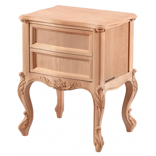 Masifart Pirmin Çift Çekmeceli Kristal Komodin Cilasız Ham