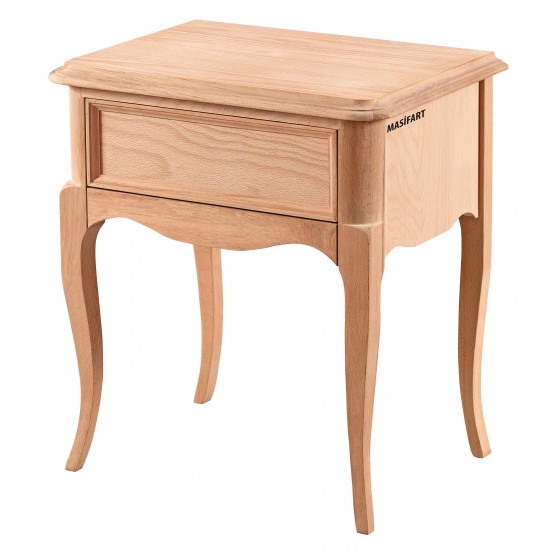 Masifart Scotia Rustik Tek Çekmeceli Komodin Cilasız Ham