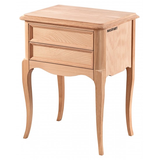 Masifart Timae Rustik Çift Çekmeceli Komodin Cilasız Ham