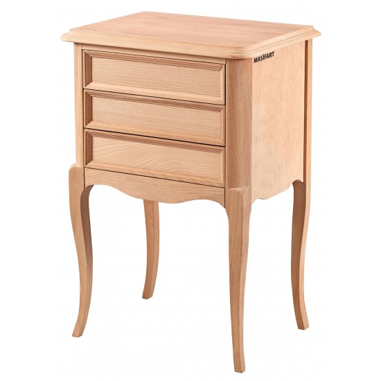 Masifart Vítal Rustik 3 Çekmeceli Komodin Cilasız Ham