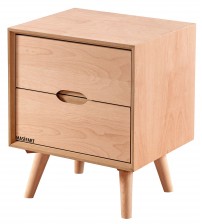 Masifart Odina Retro Çift Çekmeceli Komodin Cilasız Ham