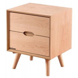 Masifart Odina Retro Çift Çekmeceli Komodin Cilasız Ham