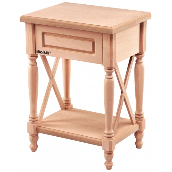 Masifart Agnus Çarpı Tornalı Komodin Cilasız Ham