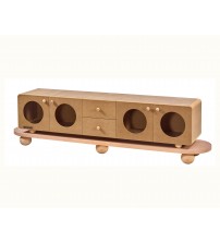 Masifart Cepa Çekmeceli Yuvarlak Tv Ünitesi Cilasız Ham