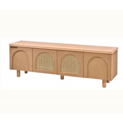 Masifart Sordidus Hasırlı Kubbeli Tv Sehpası Cilasız Ham