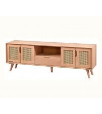 Masifart Folium Hasırlı 180 Lik Retro Tv Ünitesi Cilasız Ham