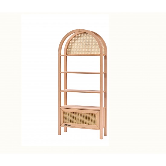 Masifart Daesha Hasırlı Kubbeli Kitaplık Cilasız Ham