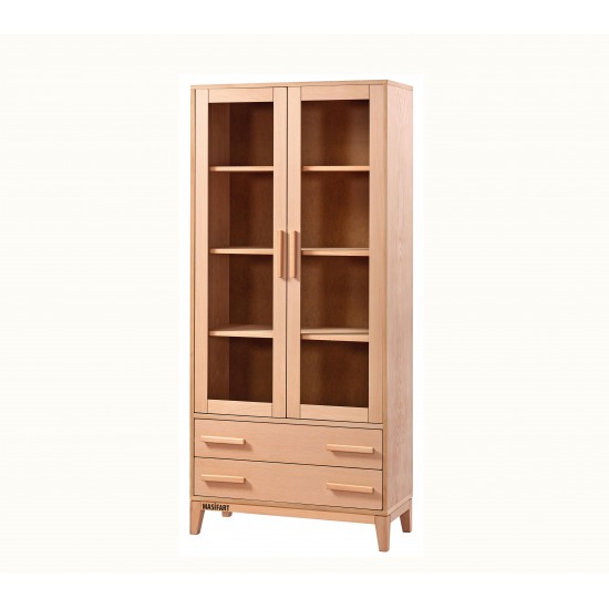 Masifart Aerenia Konik Çekmeceli Kapaklı Kitaplık Cilasız Ham