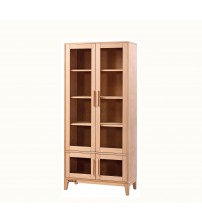 Masifart Hylan Konik Kapaklı Camlı Kitaplık Cilasız Ham