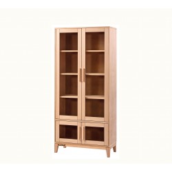 Masifart Hylan Konik Kapaklı Camlı Kitaplık Cilasız Ham