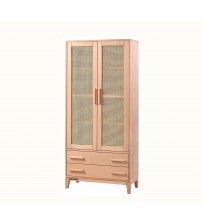 Masifart Amarens Hasırlı Konik Çekmeceli Kitaplık Cilasız Ham