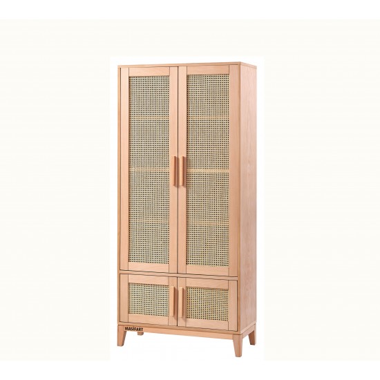 Masifart Aurie Hasırlı Konik Kapaklı Kitaplık Cilasız Ham