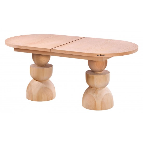 Masifart Bethany 180 Lik Oval Kupa Açılır Masa Cilasız Ham