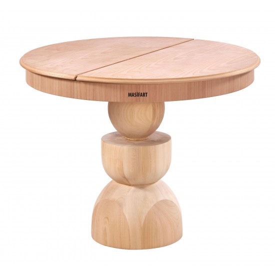 Masifart Abby 100 Lük Yuvarlak Kupa Açılır Masa Cilasız Ham