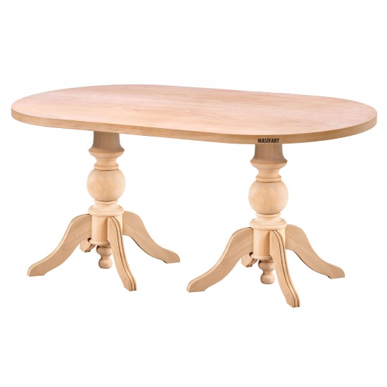 Masifart Albani 160 Lık Baba Oval Masa Cilasız Ham